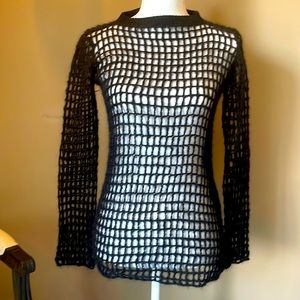 Helmut Lang Open Weave Cage Knit Bateau Neck Sweater size XS